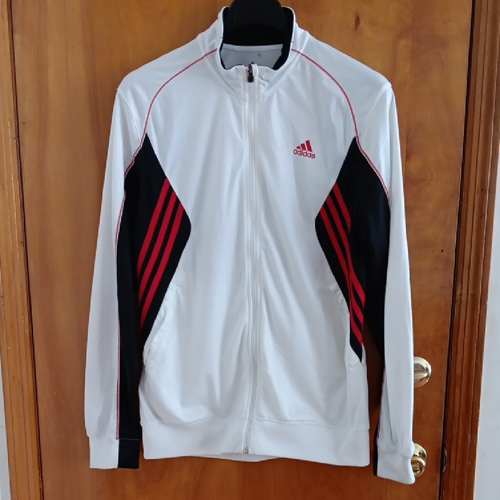 Adidas White and Black Lightweight Jacket with Athletic Cut